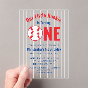 Rookie Baseball 1st Birthday Invitation