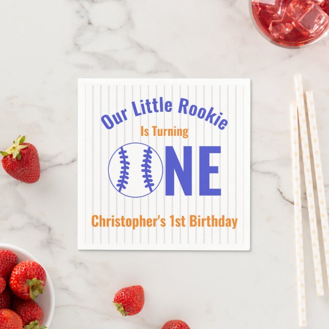 Rookie Baseball 1st Birthday Napkin (Insitu)