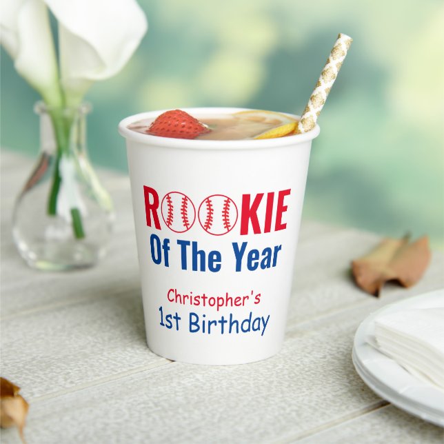 Rookie Baseball 1st Birthday Paper Cups (Insitu)