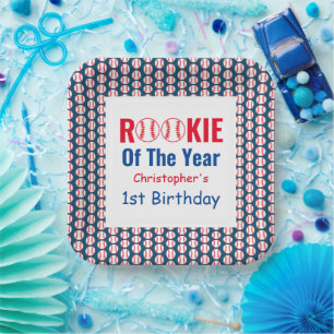 Rookie Baseball 1st Birthday Paper Plate