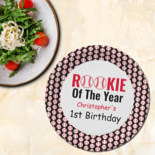 Rookie Baseball 1st Birthday Paper Plate