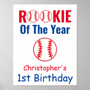 Rookie Baseball 1st Birthday Poster