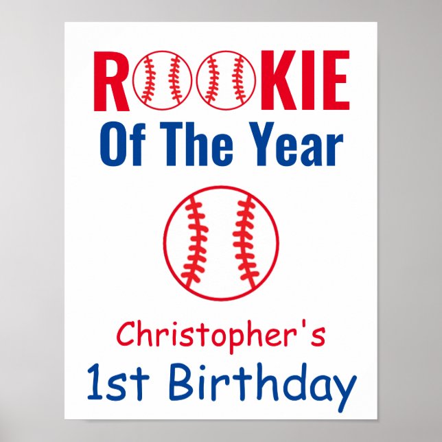 Rookie Baseball 1st Birthday Poster (Front)