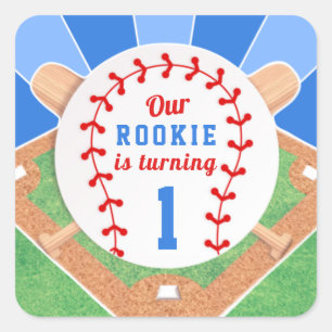 Rookie Baseball 1st Birthday Sticker