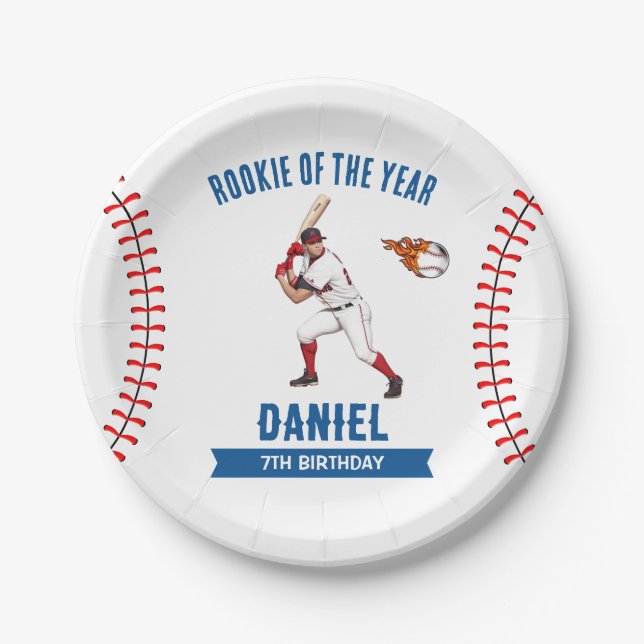 Rookie Baseball Birthday Party Paper Plate (Front)