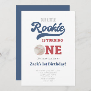 Rookie Baseball Boys 1st Birthday Party invitaion Invitation