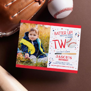 Rookie Baseball Budget Photo 2nd Birthday Invite