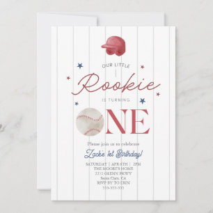 Rookie Baseball cap Boys 1st Birthday Invitation