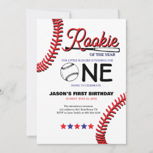 Rookie baseball kid's first birthday card