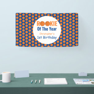 Rookie Basketball 1st Birthday Banner