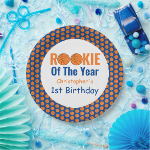 Rookie Basketball 1st Birthday Paper Plate
