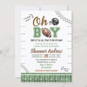 Rookie Digital American football Baby Shower Invitation