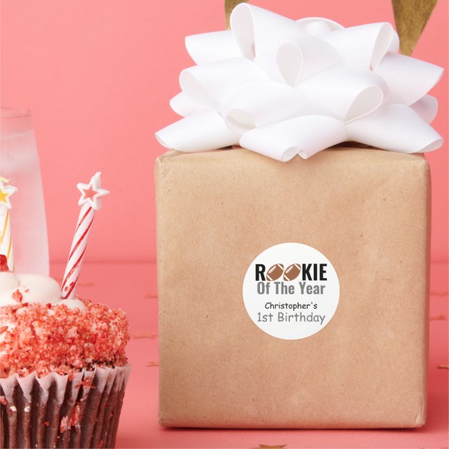 Rookie Football 1st Birthday Classic Round Sticker (Party)