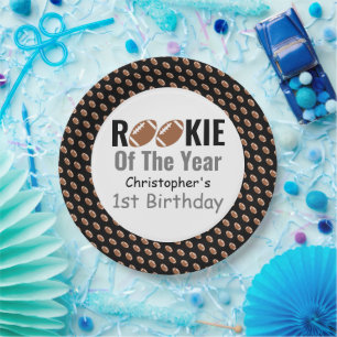 Rookie Football 1st Birthday Paper Plate