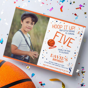 Rookie Hoop It Up Basketball Photo Birthday Invitation