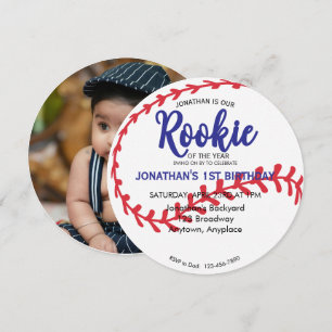 Rookie of the Year 1st Bday Baseball Invitation