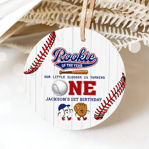 Rookie of the Year 1st Birthday Baseball Favour Tags