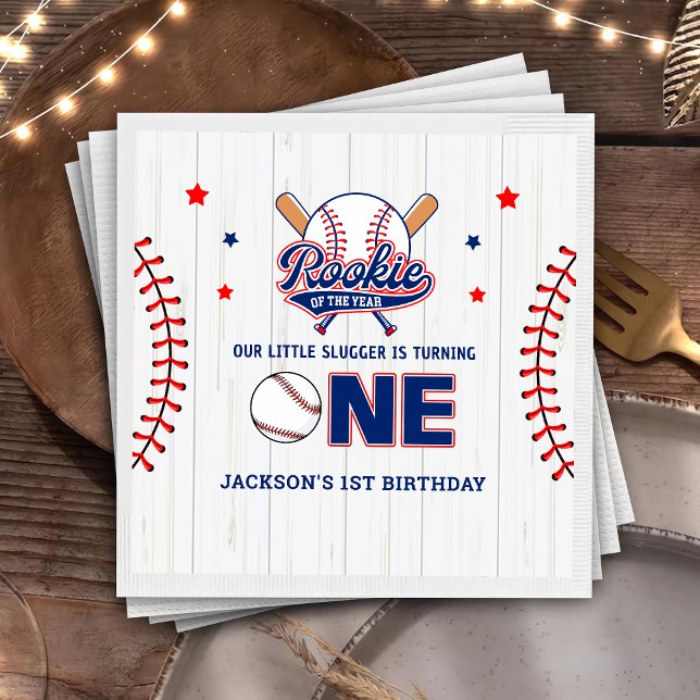 Rookie of the Year 1st Birthday Baseball Napkins (Creator Uploaded)