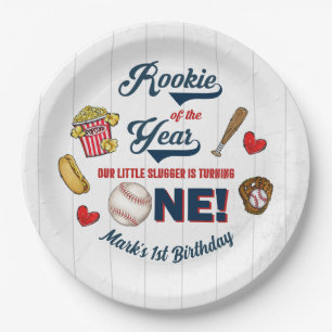 Rookie of the Year 1st Birthday Baseball Party Paper Plate
