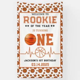 Rookie of the Year 1st Birthday Basketball  Banner
