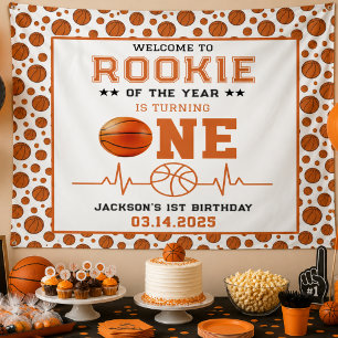 Rookie of the Year 1st Birthday Basketball Banner