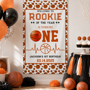 Rookie of the Year 1st Birthday Basketball  Banner