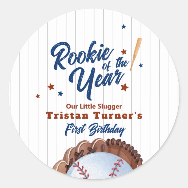 Rookie Of The Year 1st Birthday  Classic Round Sticker (Front)