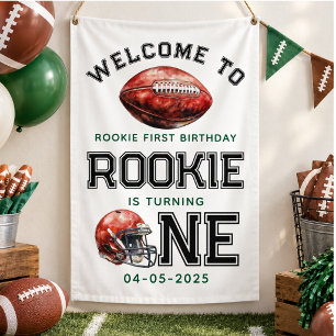 Rookie of the Year 1st birthday football Banner