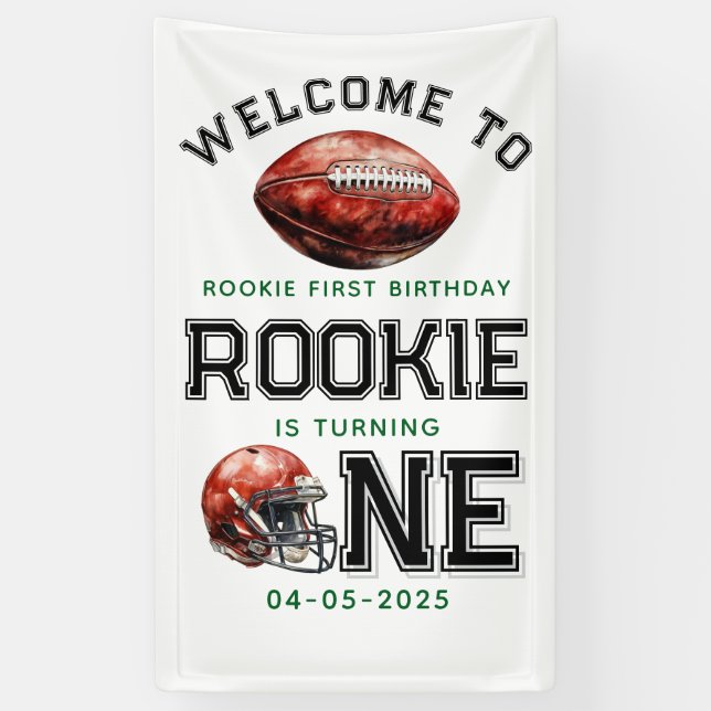 Rookie of the Year 1st birthday football  Banner (Vertical)