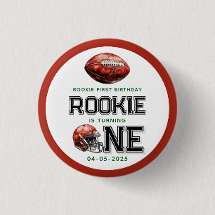 Rookie of the Year 1st Birthday Football Boy's 3 Cm Round Badge
