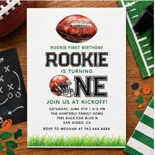  Rookie of the Year 1st Birthday Football Boy's  Invitation