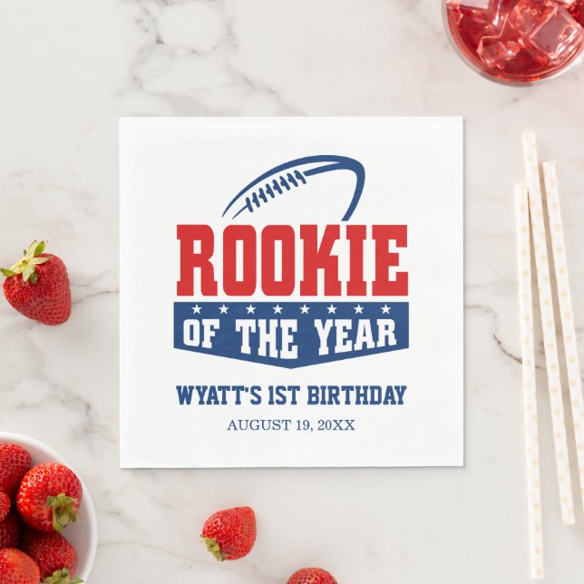 Rookie of the Year 1st Birthday Football Napkin (Insitu)