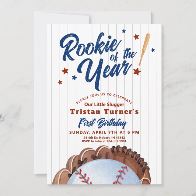 Rookie Of The Year 1st Birthday Invitation (Front)