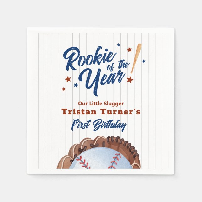 Rookie Of The Year 1st Birthday Paper Napkin (Front)