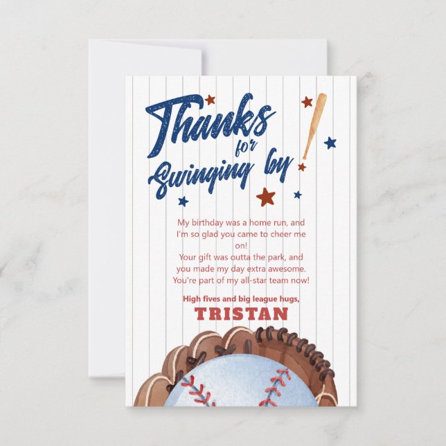 Rookie Of The Year 1st Birthday Thank You Card (Front)