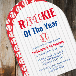 Rookie Of The Year Baseball 1st Birthday Invitation