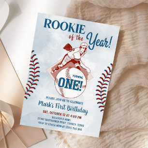 Rookie of the Year Baseball 1st Birthday  Invitation