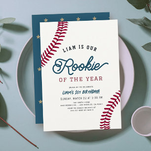 Rookie of the Year Baseball 1st Birthday Invitation