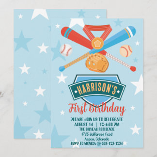 Rookie of the Year Baseball 1st Birthday Invitation