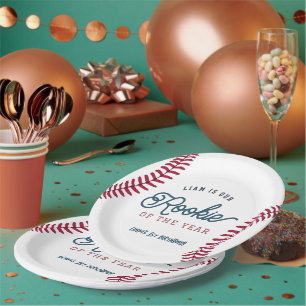 Rookie of the Year Baseball 1st Birthday Paper Plate