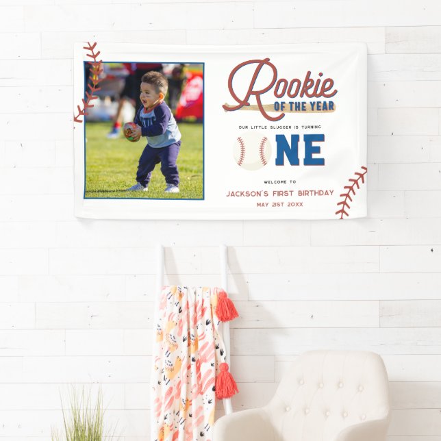 Rookie of the Year Baseball 1st Birthday Party Banner (Insitu)