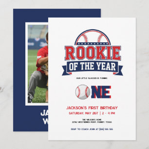 Rookie of the Year Baseball 1st Birthday Party  Invitation