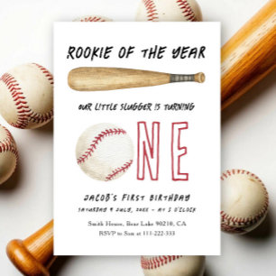 Rookie of the Year Baseball 1st Birthday Party Invitation