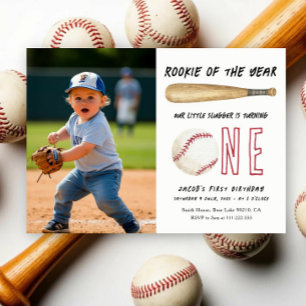 Rookie of the Year Baseball 1st Birthday Party Invitation