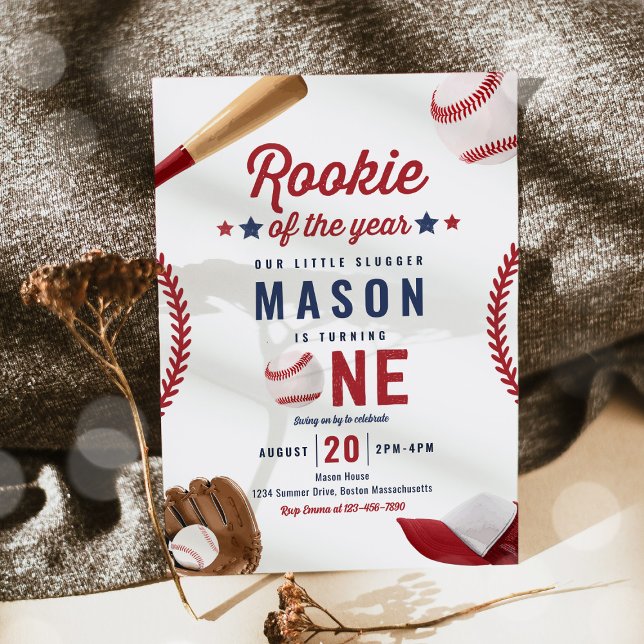 Rookie Of The Year Baseball 1st Birthday Party Invitation (Creator Uploaded)