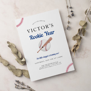 Rookie of the Year Baseball 1st Birthday Party Invitation