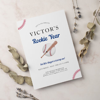 Rookie of the Year Baseball 1st Birthday Party Invitation