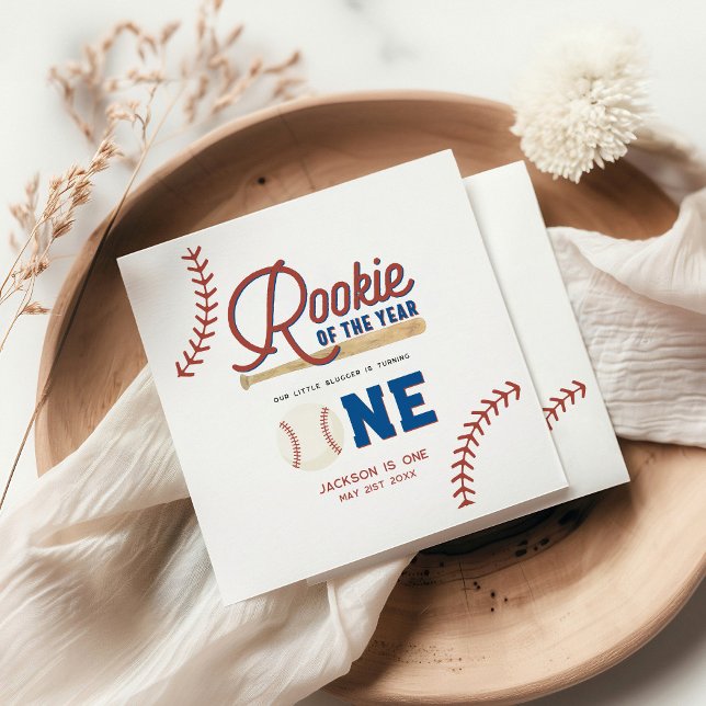 Rookie of the Year Baseball 1st Birthday Party Napkin (Creator Uploaded)