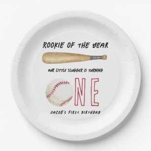 Rookie of the Year Baseball 1st Birthday Party Paper Plate
