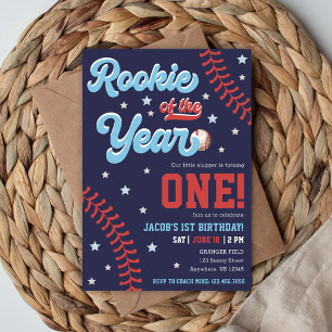 Rookie of the Year Baseball 1st Birthday Photo Invitation